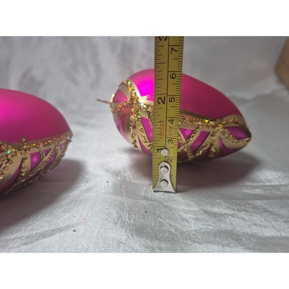Set Of 2 Vitbis Glass Pink Jeweled Heart Shaped Ornaments Made In Poland - Picture 13 of 16